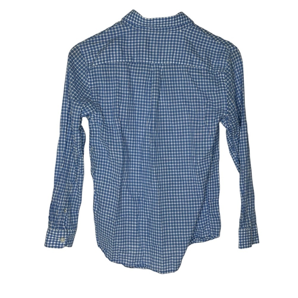 Boys Vineyard Vines Blue Plaid Whale Button Down Shirt m - Picture 2 of 6